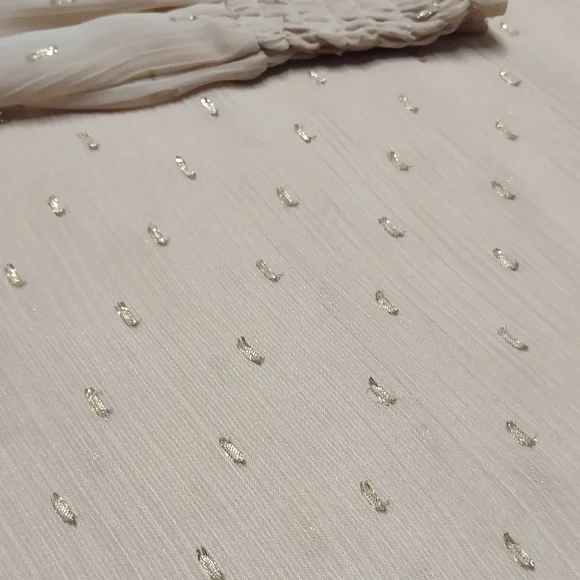 Express Women's Top Blouse Tan Cowl Neck Elastic Cuff Sheer Size L - Picture 6 of 8